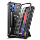 For Iphone 12 Case & For Iphone 12 Pro Case, [Built In Screen Protector And Kickstand] Heavy Duty Military Grade Protection Shockproof Protective Cover For Iphone 12, 6.1 Inch Black