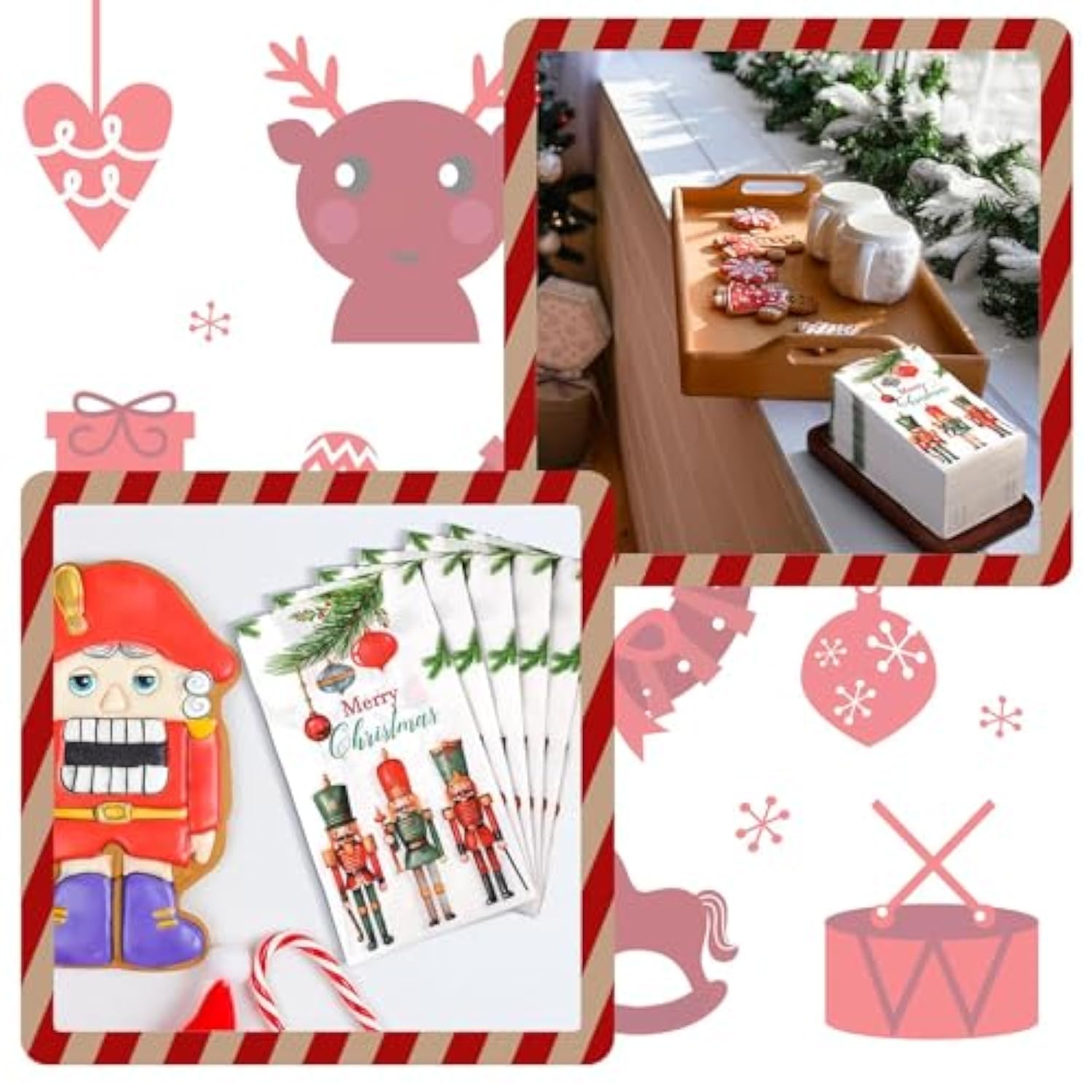 200 Pcs Christmas Nutcrackers Guest Paper Napkin 2 Ply Disposable Hand Towel For Bathroom Merry Christmas Paper Napkin Dining Table Decoration For Xmas Party Winter Indoor Outdoor