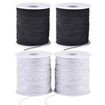 Stretchy String For Bracelets, 4 Rolls 1 Mm Sturdy Elastic String Elastic Cord For Jewelry Making, Necklaces, Beading (2 Black+ 2 White)
