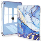 For (A16) 11Th Generation 11 Inch 2025, 10Th Generation Case 10.9 Inch 2022, Slim A16 Case Clear Back Cover With Pencil Holder & Auto Sleep, Deep Blue Marble