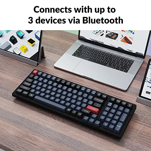 K4 Pro Custom Wireless Mechanical Keyboard, 96 Keys Hot-Swappable Qmk/Via Programmable Macro With K Pro Red Switch Rgb Backlit Compatible Mac Windows Linux - Black