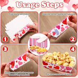 60 Pcs Valentine'S Day Paper Plates Food Trays Pink Red Love Heart Paper Bowls Valentines Disposable Snack Popcorn Serving Boats Holder For Galentines Movie Night Party Supplies(Vivid)