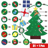 3.3ft Felt Christmas Tree Wall Hanging with 31 Ornaments & Lights