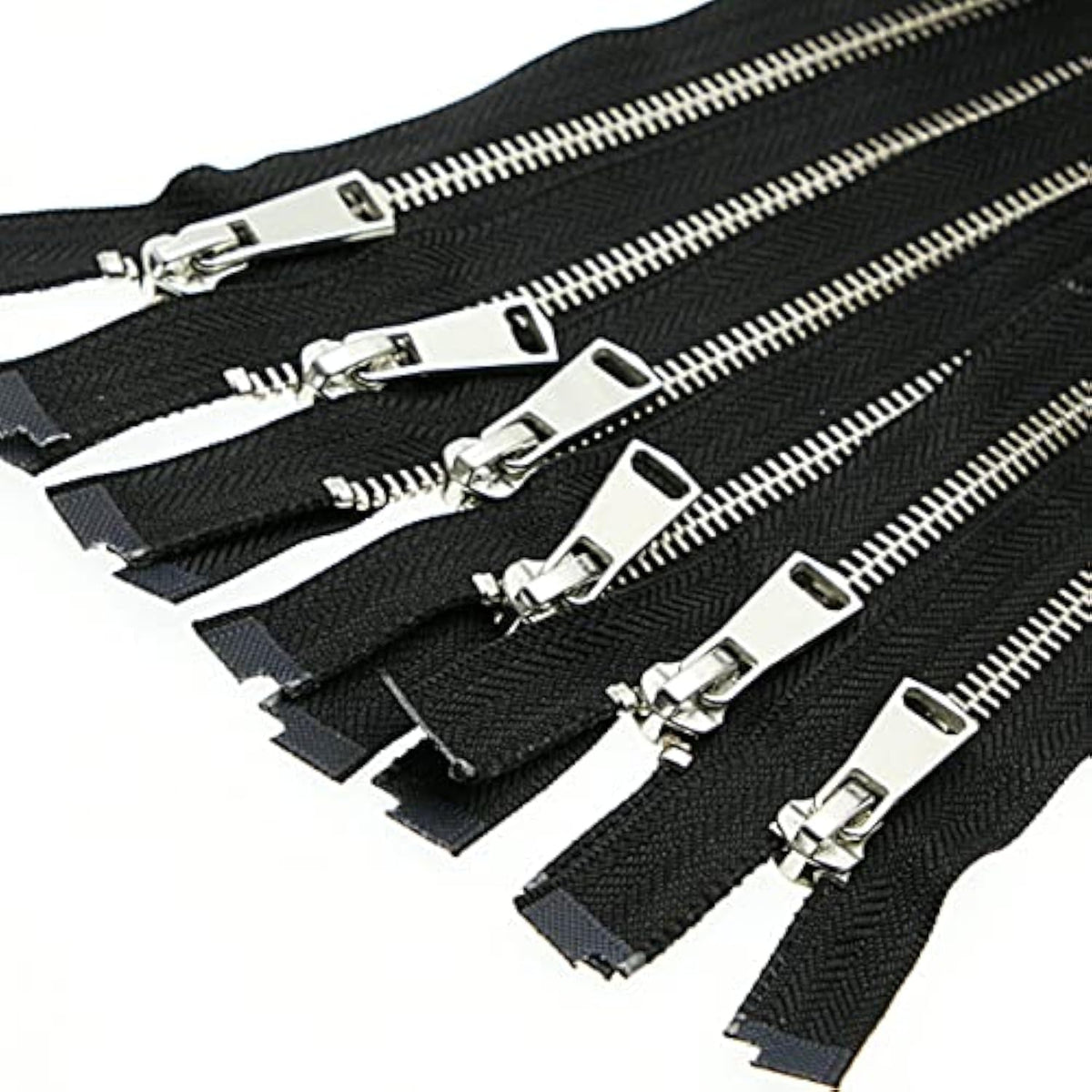 6Pcs #5 Metal Teeth Zippers,Close End Zipper,8 Inch(20.32Cm)Silver Tee