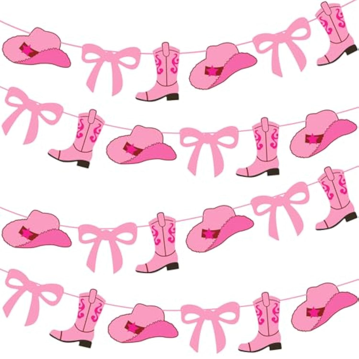 Cowgirl Party Banners Pink Coquette Bow And Boots Decorations Western Cowgirl Boots Hats Cutout Banners Cowgirl Birthday Decorations For Rodeo Wild West Baby Shower Supplies