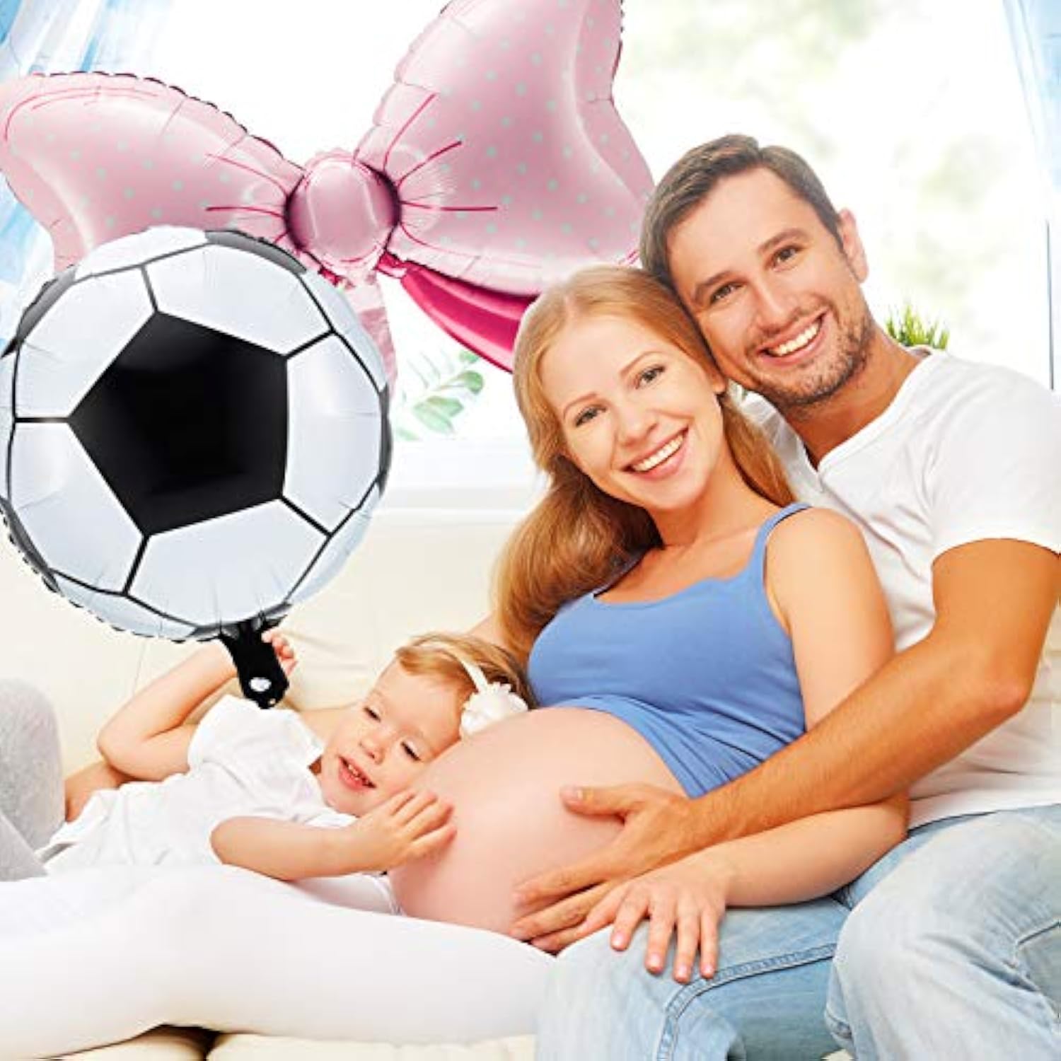 12 Pieces Gender Reveal Soccer Ball Balloons Includes 6 Pink Bow And 6 Soccer Ball Balloons Party Favors Supplies Decoration Accessories For Gender Reveal Party, Baby Shower, Birthday