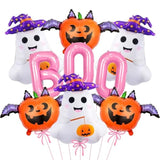 Pink BOO Ghost Pumpkin Foil Balloons Halloween Party Decorations (Purple Theme)