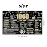 65th Birthday “Back in 1960” Banner – Black & Gold Party Backdrop Decor
