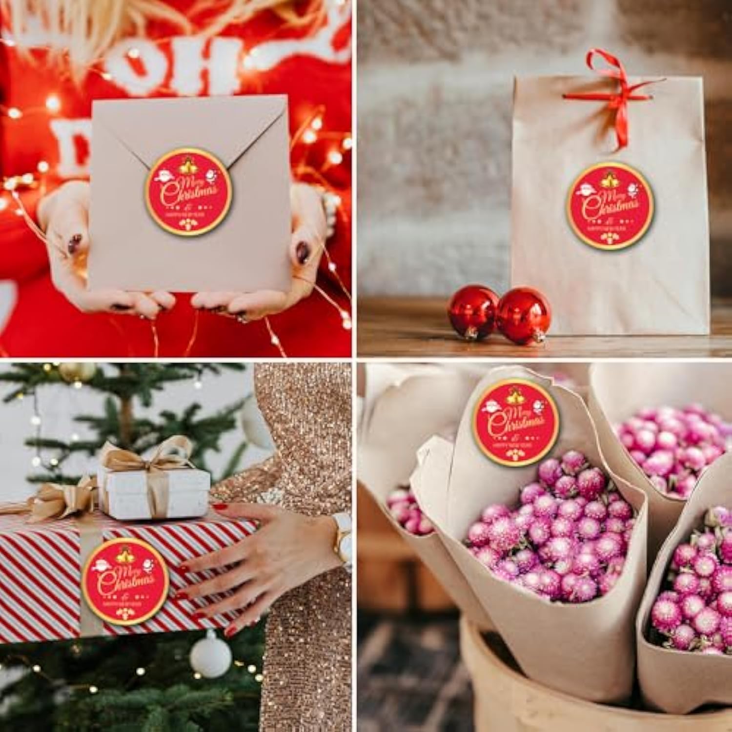 120Pcs Christmas Stickers, 2 Inch Round Christmas Labels Sticker, Christma Decorations Stickers For Boxes, Envelope Seals, Cards, Bouquet