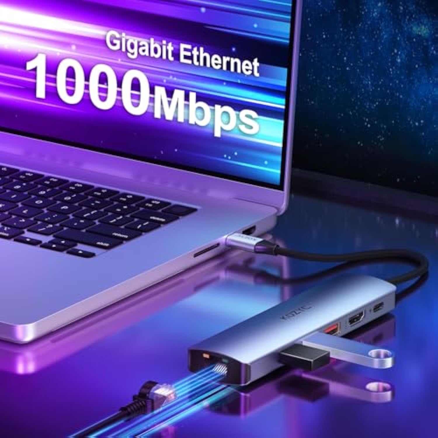 Usb C Hub Ethernet Multiport Adapter, 6 In 1 Usb C To Hdmi Dock With Hdmi 4K 6