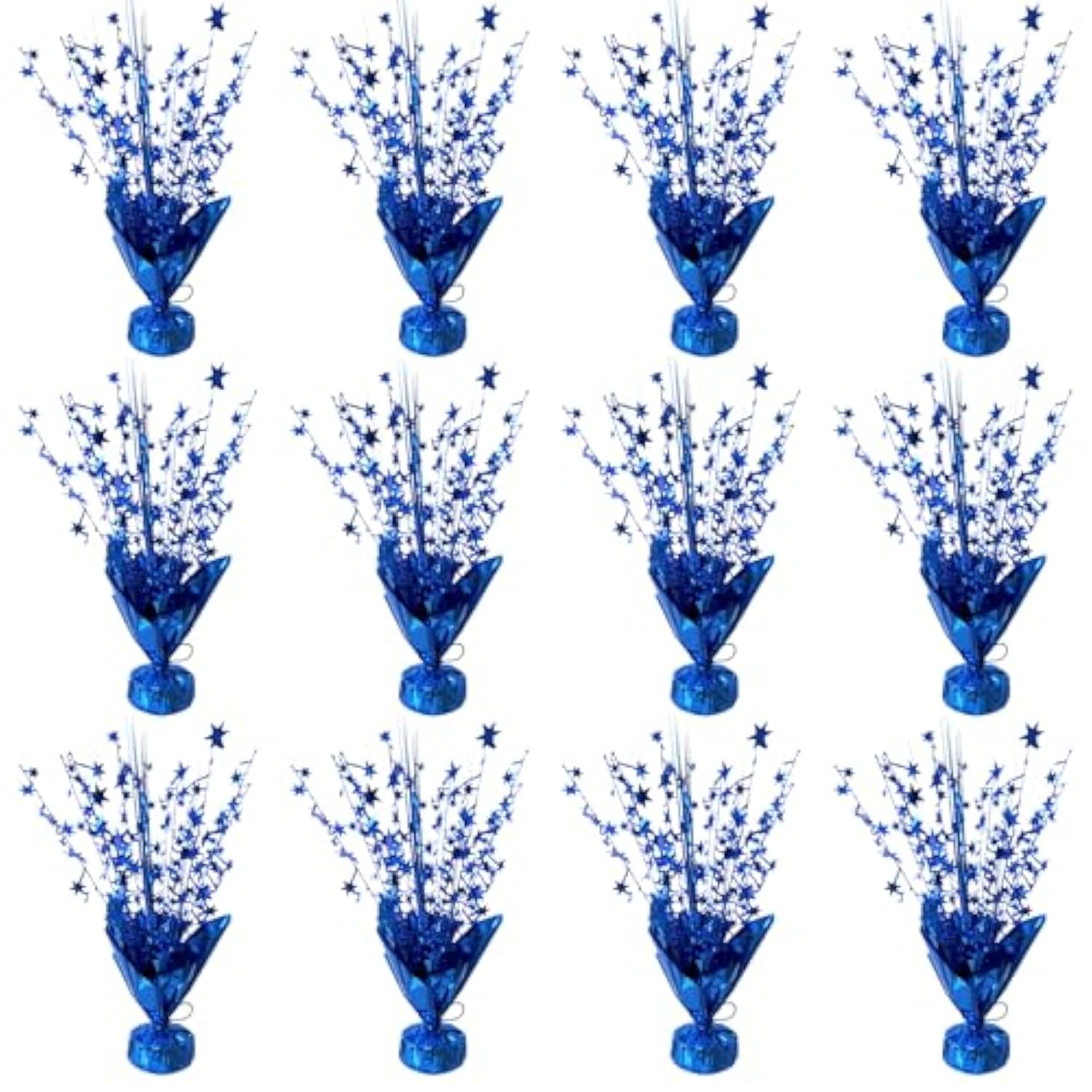 12 Pcs Metallic Foil Spray Centerpiece Party Star Table Decoration Brust Glitter Table Topper Decor For Birthday Graduation Holiday Christmas Dining Celebration New Year Party Supplies, Blue