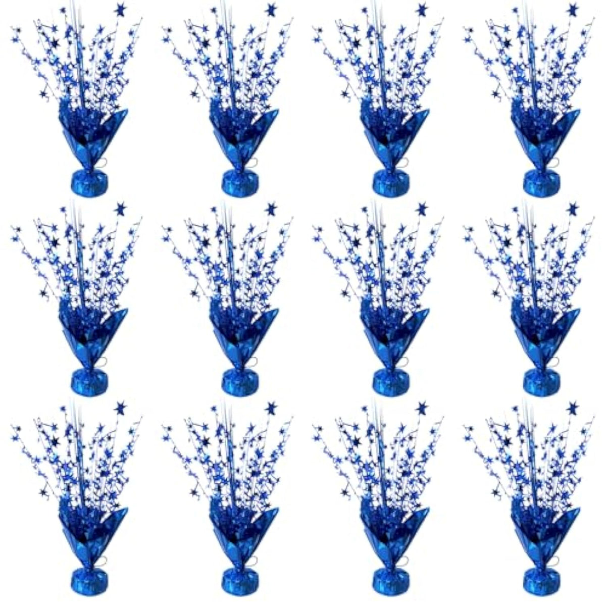 12 Pcs Metallic Foil Spray Centerpiece Party Star Table Decoration Brust Glitter Table Topper Decor For Birthday Graduation Holiday Christmas Dining Celebration New Year Party Supplies, Blue
