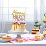 Gold Glitter New Year 2026 Cake Topper Wall Table Party Decoration