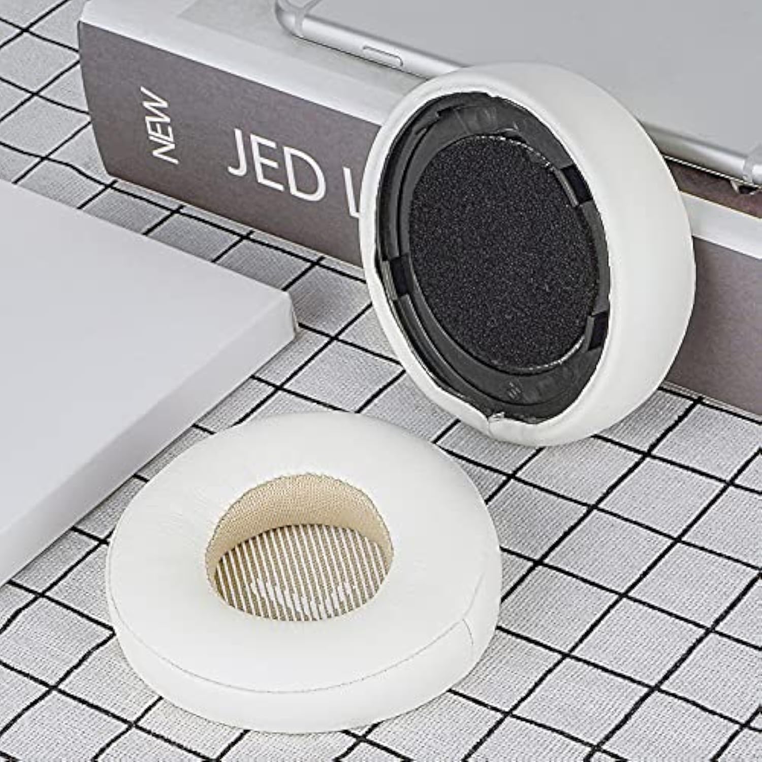 Geekria QuickFit Replacement Ear Pads for JBL Everest Elite 300, V300NXT Headphones Ear Cushions, Repair Parts (White)