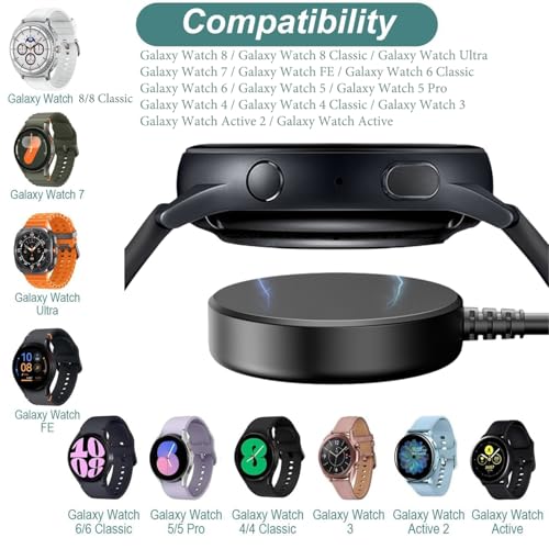 Portable Smart Watch Charger Magnetic, Compatible For Samsung Galaxy Watch 8/7/6/5/4/3/Ultra/4 Classic/5 Pro/Fe/Active 2/Galaxy 6 Classic 5V 1A Power Adapter Wireless Charger Fast Charging Cable 6.6Ft