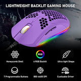 Wired Lightweight Gaming Mouse,6 Rgb Backlit Mouse With 7 Buttons Programmable Driver,6400Dpi Computer Mouse