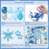 Blue Balloon Garland Kit: 150 Pcs Pastel Baby Shower Decor