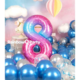 40" Number 8 Starry Foil Balloon for 8th Birthday or Anniversary