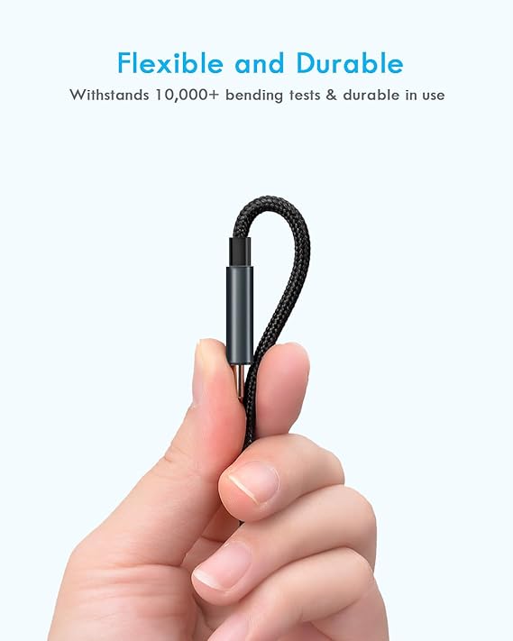 2 Pack 5 in 1 Multi Charging Cable 4FT Nylon Braided USB A USB C Universal Fast Charger Cord for iPhone Samsung Android