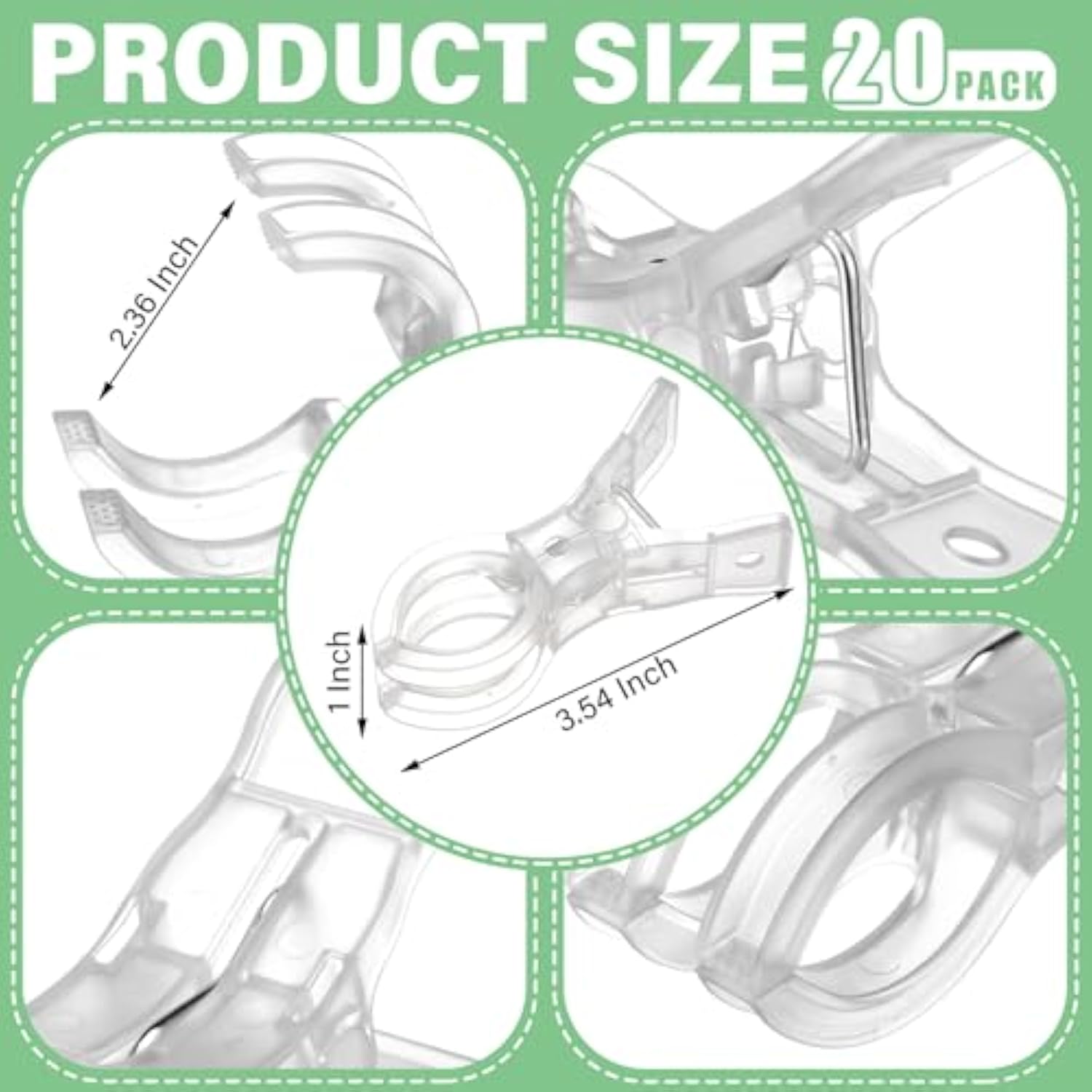 20 Pack Large Balloon Arch Clips Plastic Transparent Backdrop Spring Clamps 3.5 Inch Heavy Duty Clip For Balloon Arch Kit Birthday Decoration Crafts Woodworking Photography Studios (Clear)