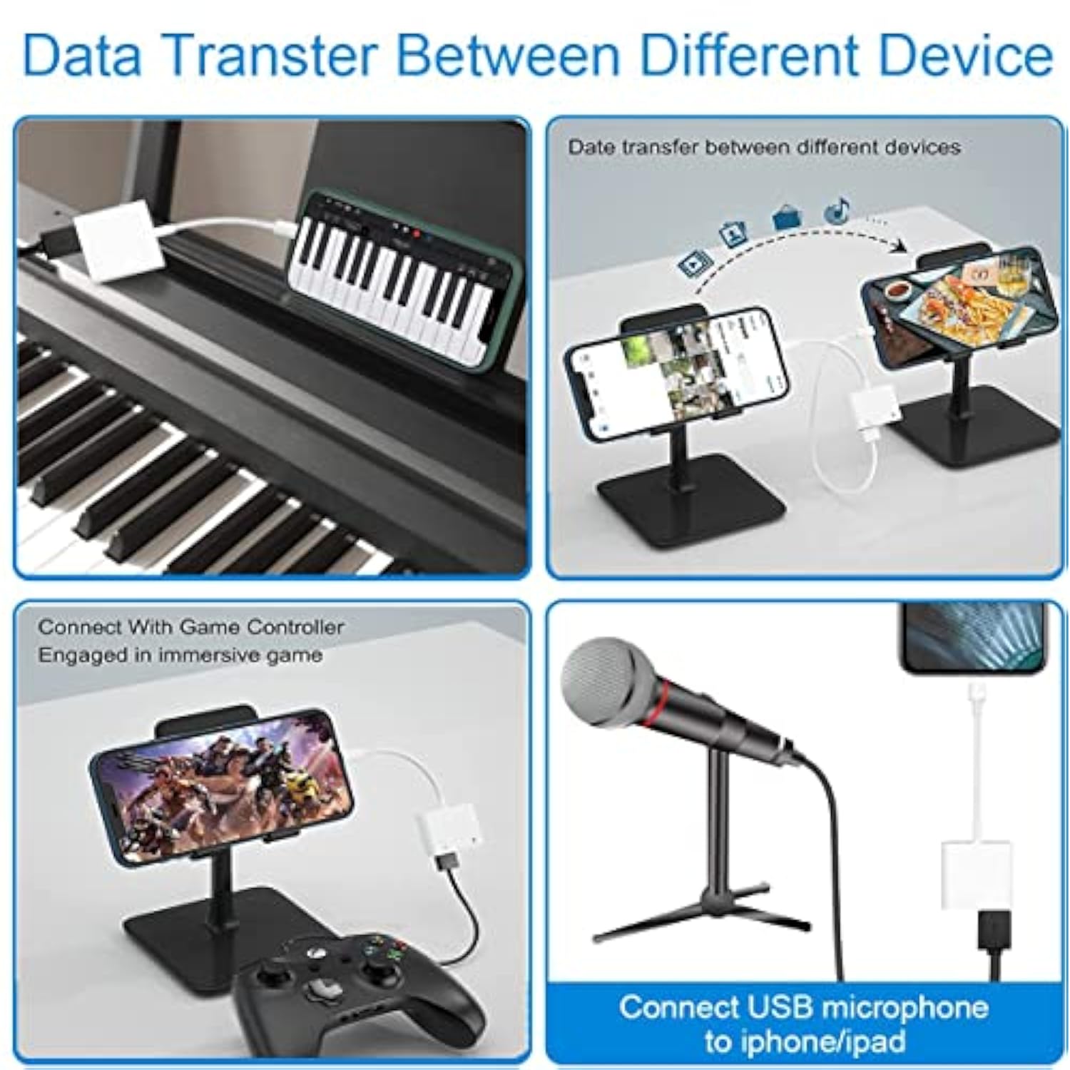 Apple Lightning To Usb Camera Adapter With Charging Port, Usb 3.0 Otg Cable For Iphone/Ipad To Connect Card Reader, Usb Flash Drive, U Disk, Keyboard, Mouse, Hubs, Midi, Plug & Play