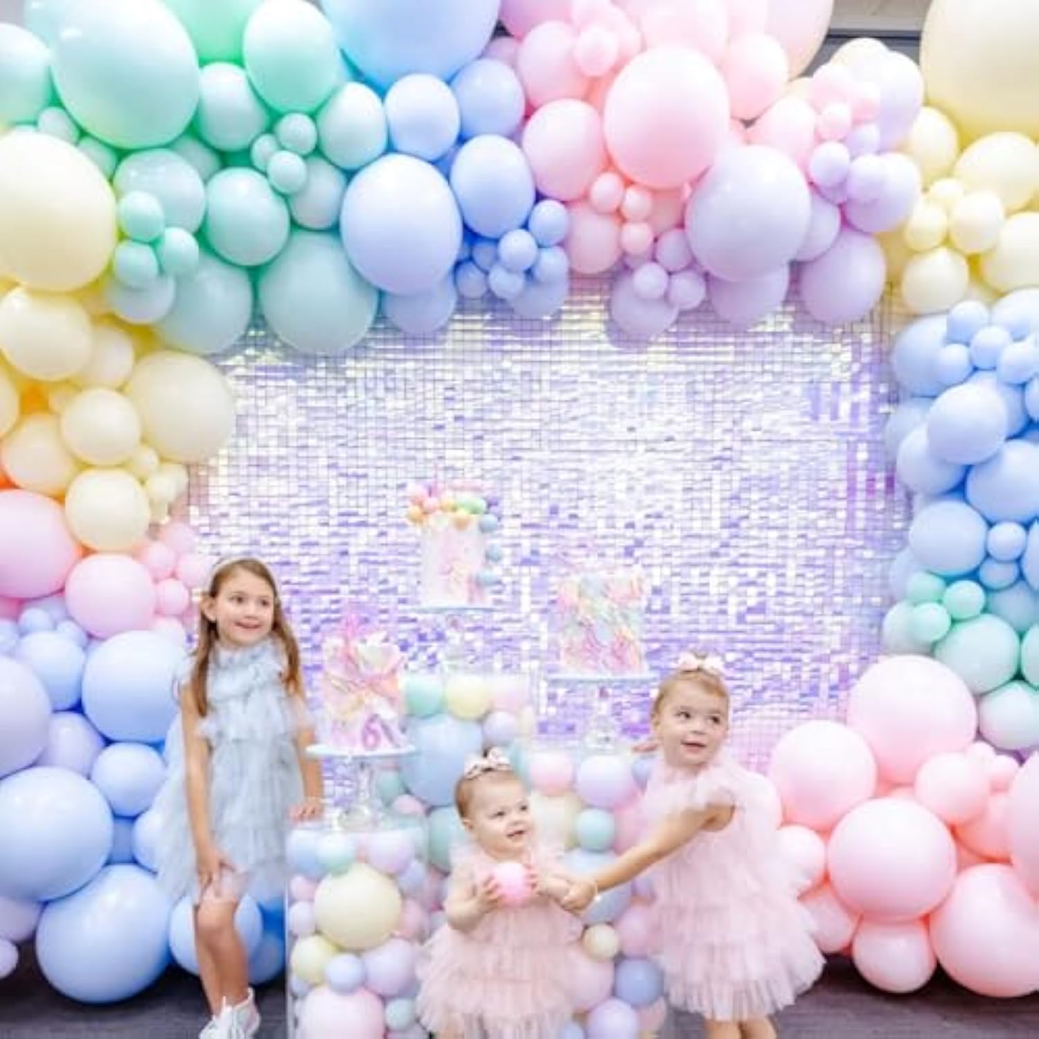 Pastel Balloon Arch, 104Pcs Rainbow Balloon Garland With 18/12/10/5 Inch Different Sizes Macaron Pink Blue Purple Party Latex Balloon For Birthday Baby Shower Wedding Party Decorations