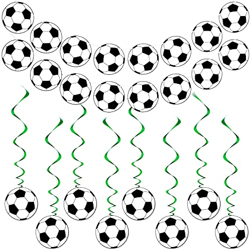 32 Pcs Soccer Party Decorations 2 Banners 30 Swirls Kids Birthday