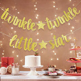Gold Glitter "Twinkle Twinkle Little Star" Banner for Gender Reveal, Baby Shower Decor