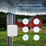 Ax3000 Outdoor Wifi 6 Extender Long Range, Outdoor Wireless Access Point, Active Poe, 4X8Dbi Antennas,Work With Starlink/Cameras/Router,Ip67,Up To 256 Devices For Farm,Yard,Rv