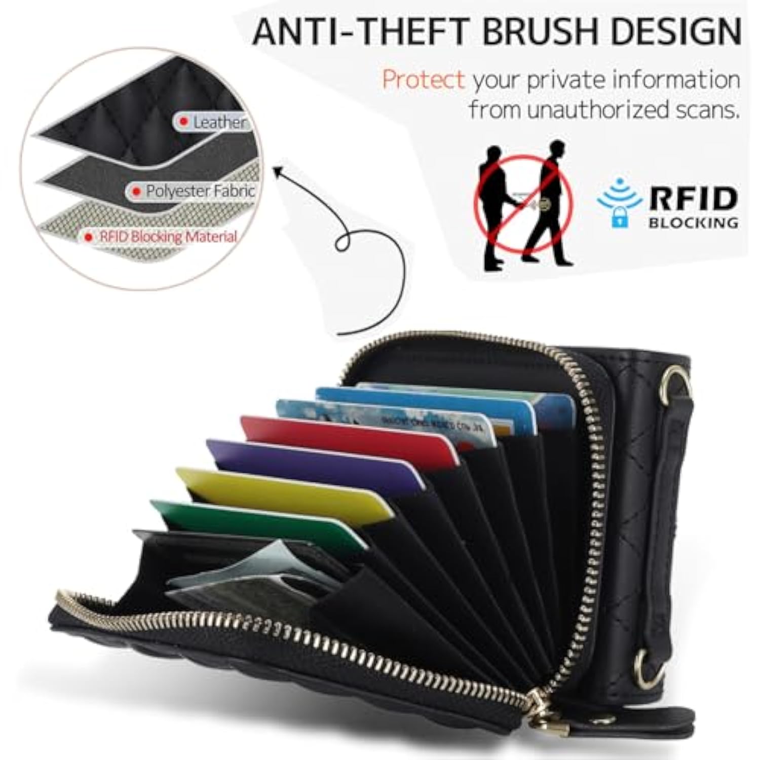 Hand Strap For Samsung Galaxy Z Flip 7 Case Wallet With Card Holder, Cute Shockproof Leather Detachable Cross-Body Lanyard For Samsung Z Flip 7 Case Purse,Galaxy Z Flip 7 Cover Women Girls Black