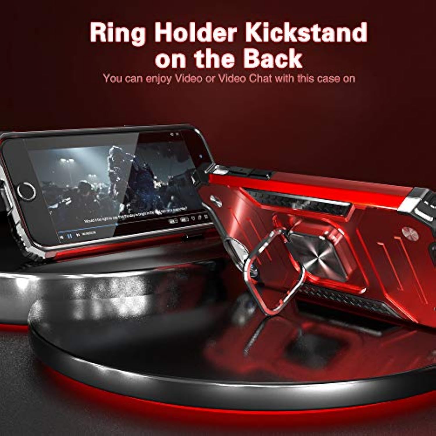 For Se 2020 Case With Screen Protector,Shockproof Drop Test Cover With Car Mount Kickstand Lightweight Protective Case For 6/6S/7/8/Se 2020/Se 3/2022, Red