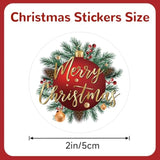 Merry Christmas Stickers - 120 Pcs Red Gold Christmas Gift Stickers, 2'' Round Xams Label Sticker Cards Envelope Seals For Gift Wrapping, Party Favors