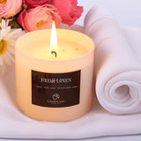 Fresh Linen Candles Laundry Candles Non-Toxic Air Freshening Scented Candle Decorative Pet Odor Eliminator For Home Luxury Scented Soy Jar Candle For Bathroom Decor 7.1 Oz 2 Pack