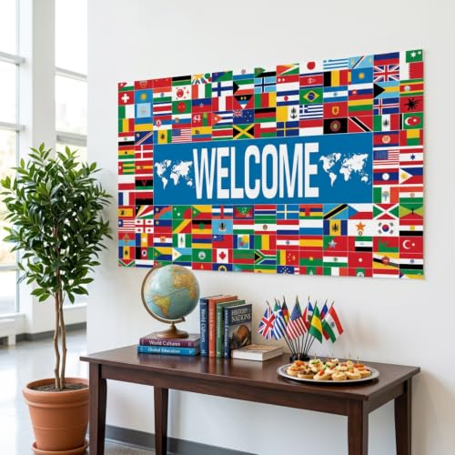 World Flag Banner, International Welcome Banner with 200+ Country Flags