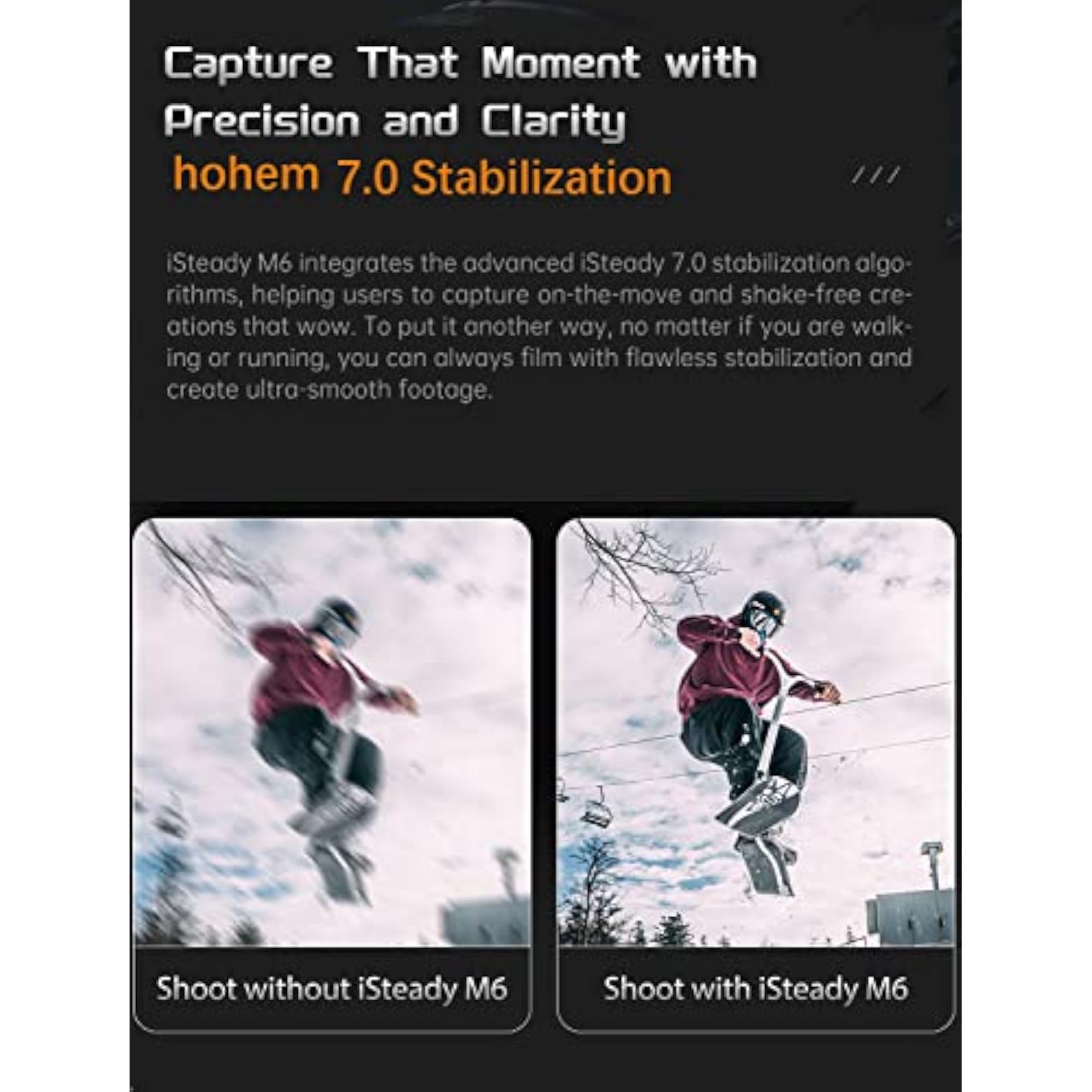 Hohem iSteady M6 Kit Smartphone Gimbal Stabilizer 3-Axis with Magnetic Fill Light/AI Tracking Sensor for iPhone Android with 0.91-inch OLED Display Max Payload 400g