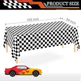 2 Pack Black And White Checkered Disposable Tablecloth Race Car Theme Party Table Cloth, Black Checkered Tablecloth For Race Car Theme Birthday, Outdoor Picnic Parties Decorations, 54 × 108 Inch