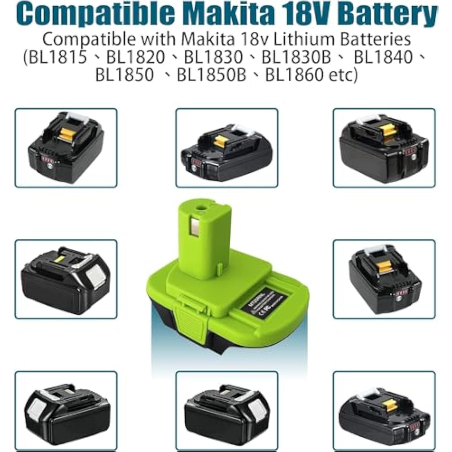 Battery Adapter For Makita For Ryobi, Battery Adaptor Convert For Makita 18V Battery To For Ryobi 18V Power Tools(No Battery)