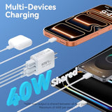 Usb C Charger Block, 40W 4 Ports Type C Fast Phone Charging Blocks Cube Pd Usbc Wall Plug+Qc 3.0 Usb A Charger Brick Box Power For Iphone 16/15/14/13/12/11 Pro Max, Ipad, Samsung Galaxy, Pixel,2Pack
