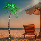 Lighted Palm Tree 7Ft 96 Green/56 White Led Artificial Palm Tree Lights For Decoration Outdoor And Indoors Tiki Bar Christmas Patio Pool