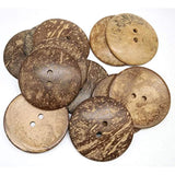 30Pcs 50Mm 2-Hole Big Natural Coconut Buttons Round Sewing Brown Overc
