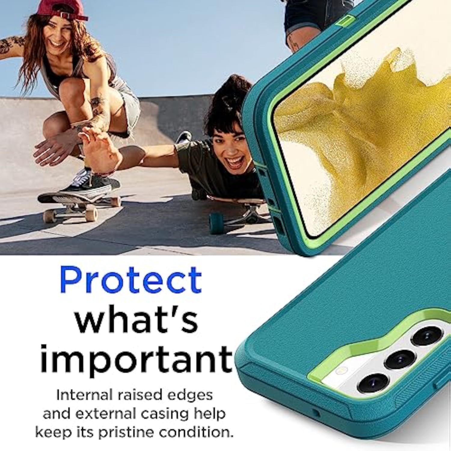 Samsung Galaxy S22 Heavy Duty Rugged Shockproof Phone Case with Screen Protector, Military Grade Protection for Samsung S22 6.1 Inch