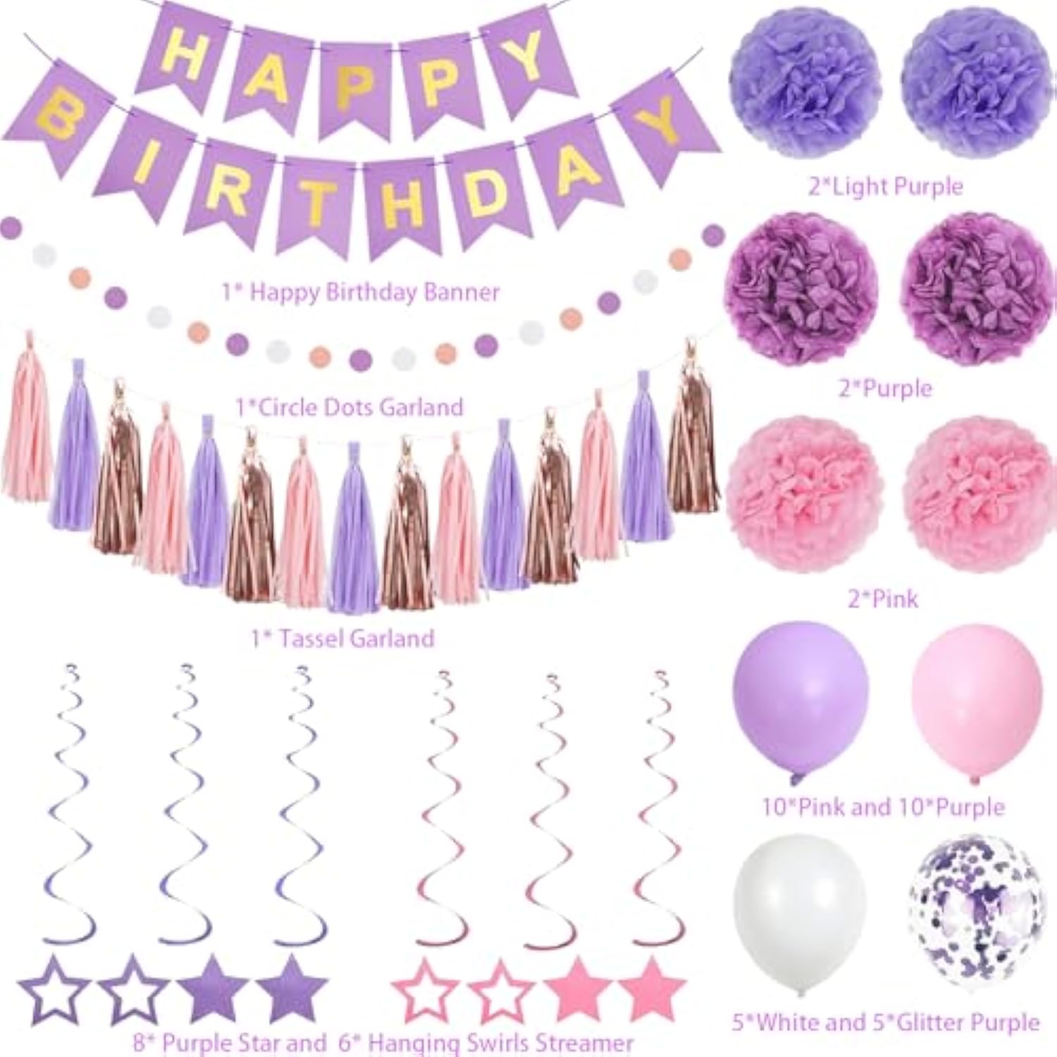 Champagne Gold Beige Birthday Decorations With Happy Birthday Banner Paper Fans Tissue Paper Pompoms Paper Tassel Hanging Swirl Circle Dot Garland Neutral Party Decor (Champagne Gold)