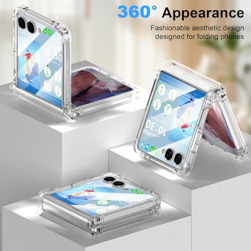 Designed for Galaxy Z Flip 7 Case with Hinge Protection & Built-in Tempered Glass Screen Protector for  Flip 7 Full Cover Phone Protection