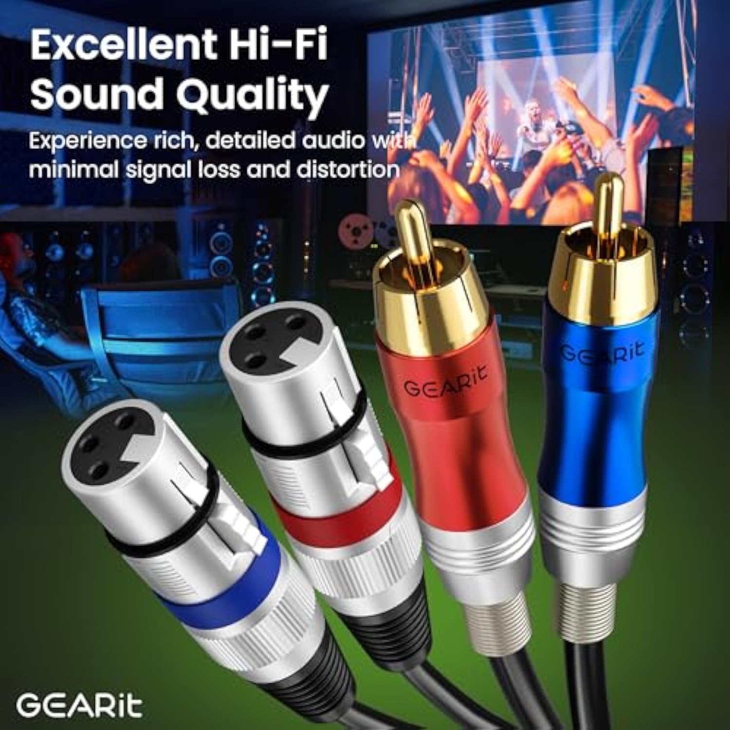 GearIT Dual 2 XLR Female to Dual 2 RCA Male Cable (20ft) 2-XLR to 2-RCA Female