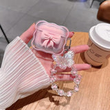 Compatible With Airpods 4 Clear Case,3D Bow Pattern Design With Cute Butterfly Flower Keychain, Soft Tpu Protective Shockproof Case For Airpod 4 For Girls Women-Pink