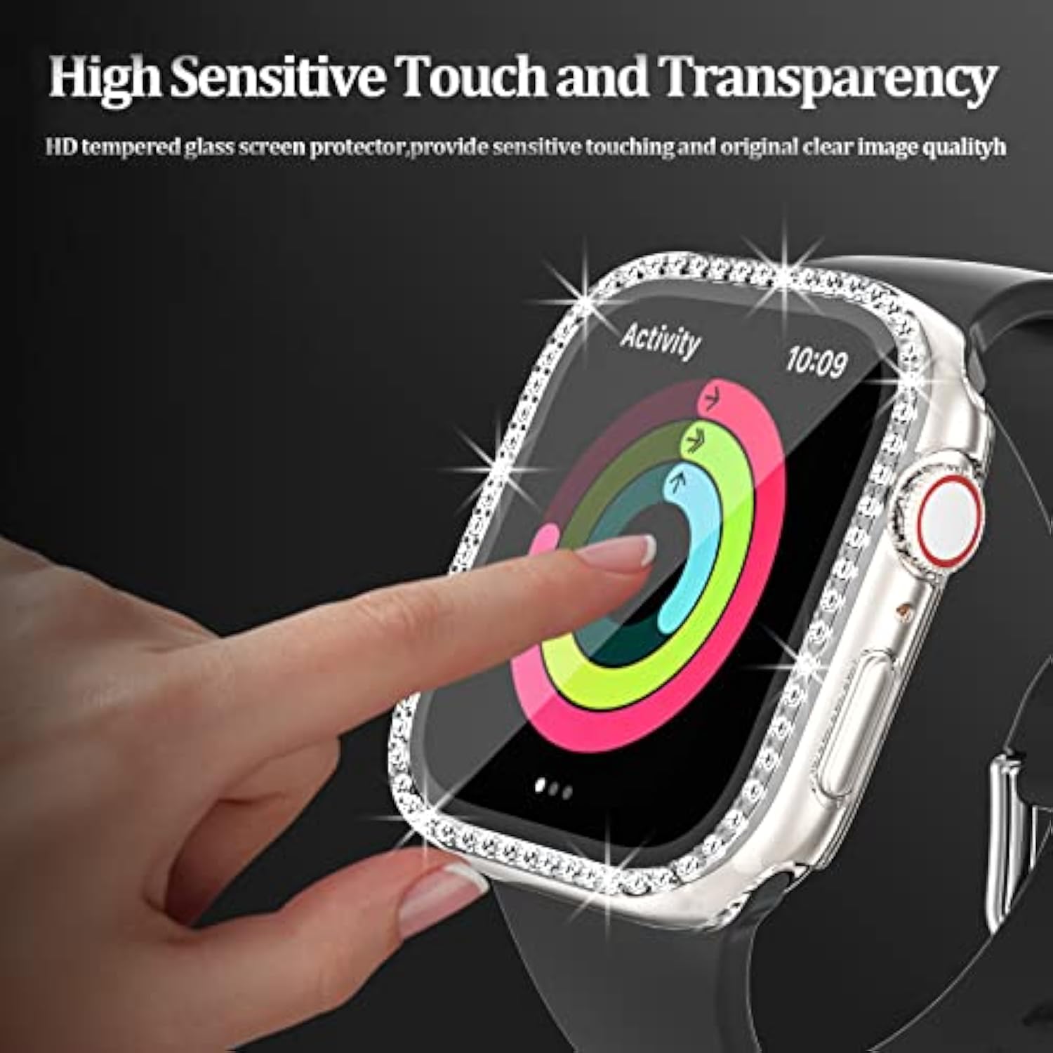 5-Pack Apple Watch 44mm Bling Case w Tempered Glass Sparkling Cover
