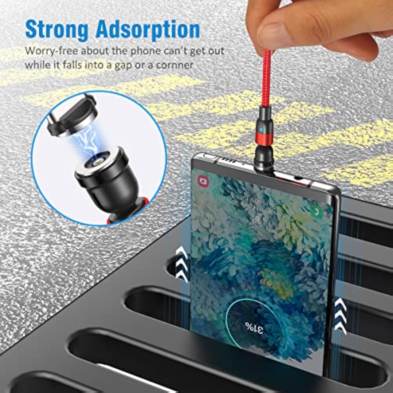 4 Pack 10Ft Magnetic Charging Cable, 540 Rotation, Nylon Braided, Type C & Micro Usb Compatible