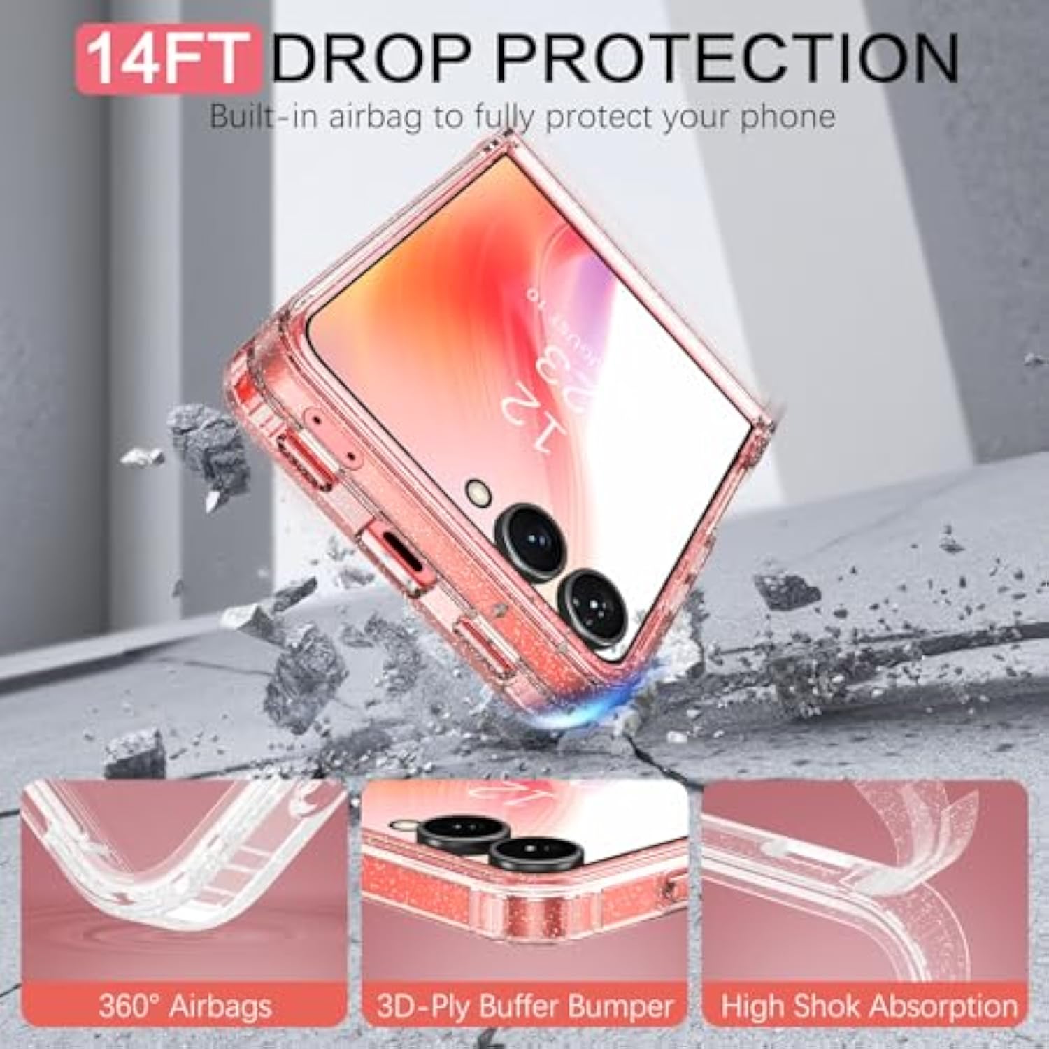 Magnetic For Samsung Galaxy Z Flip7 Case Clear Crystal Glitter, [Compatible With Magsafe] Shockproof Sparkly Flash Cute Women Girls Protective Case For Samsung Z Flip7 5G 6.9”, Glitter Clear