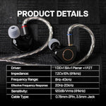 Simgot Supermix 4 1Dd+1Ba+1Planar+1Pzt Hybrid Drivers Earphones, Hifi In Ear Monitor Iem, Wired Gaming Earbuds With Ofc Silver-Plated Cable For Musician Audiophile