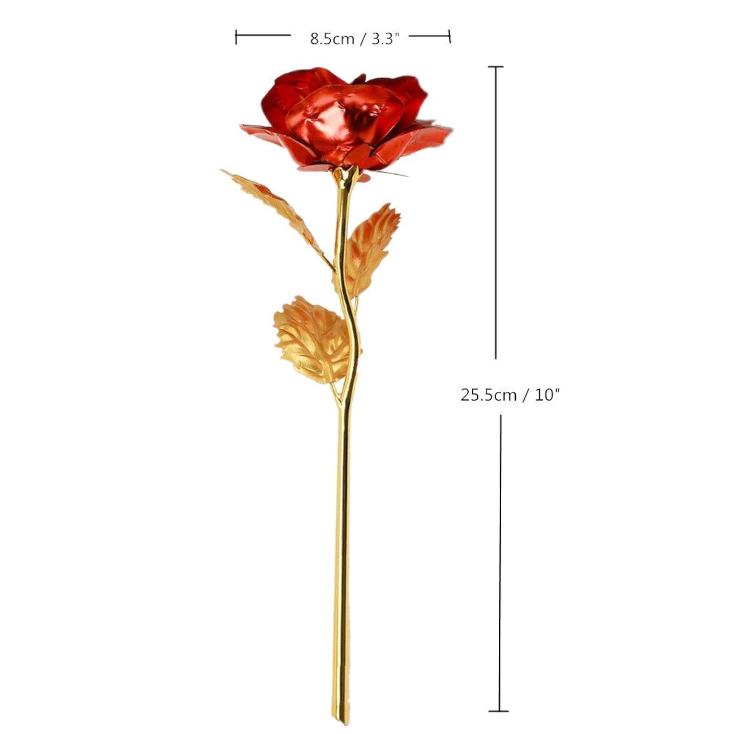 Creative Artificial 24K Gold Rose Flower Plastic Long Stem Real Rose Dipped In Gold With Gift Box For Mother'S Day, Valentine'S Day, Birthday, Anniversary, Thanksgiving Day (Red+Gold)